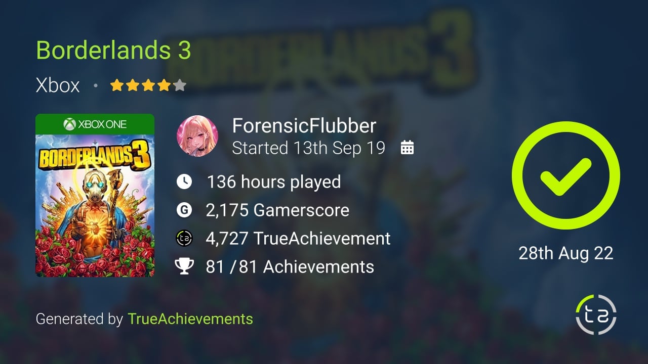 Borderlands 3 achievement summary